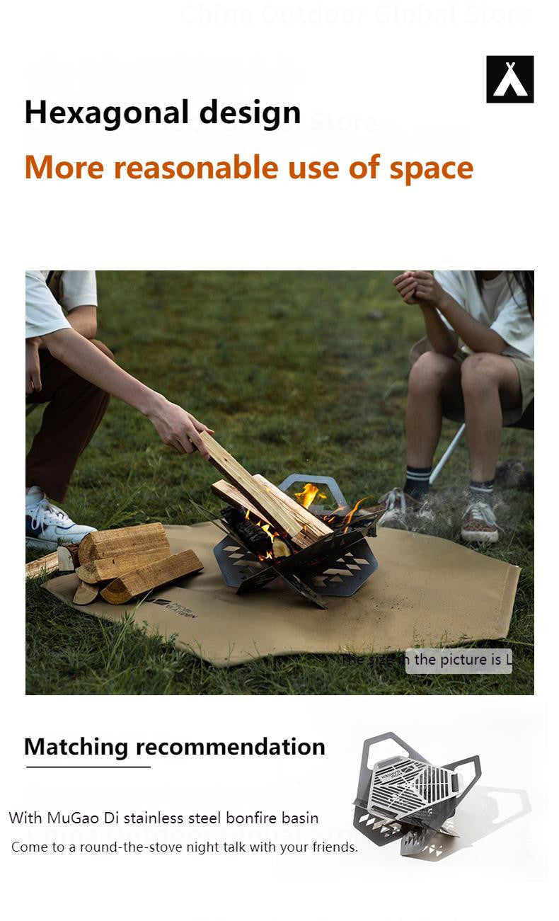 MOBI GARDEN Camping Fireproof Cloth Portable Multipurpose Silicone Coated Hexagon Flame Retardant Floor Mat 250℃ High Temperature Resistance Mattress