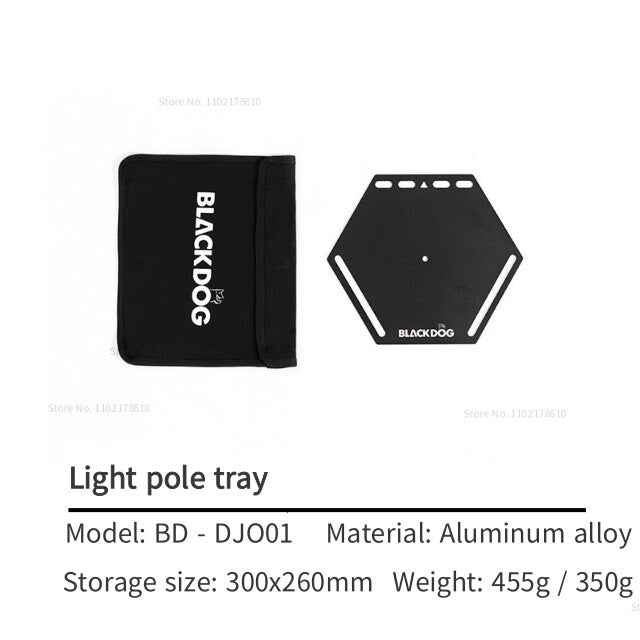 BLACKDOG Black Aluminum Lamp Post Portable Outdoor Camping 4 Section Light Pole Optional Hexagon Tray Ultralight Lantern Holder Bracket