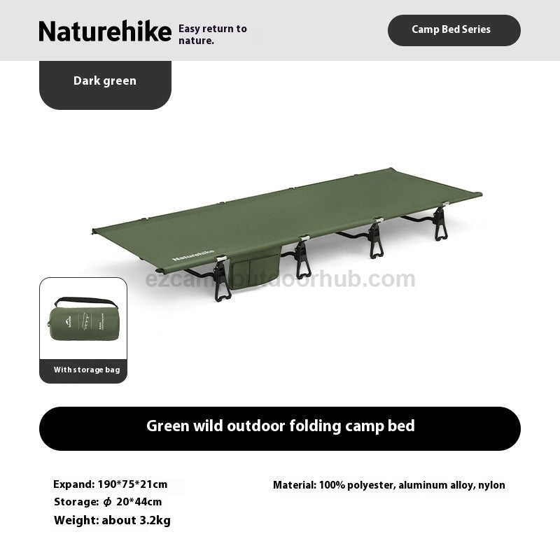 Naturehike XJC08 Camping Cot Ultralight 75cm Wide Sleeping Bed Mattress Leverage Lock Design Load Bearing Up To 150kg Outdoor Hiking Backpacking Survival Gear