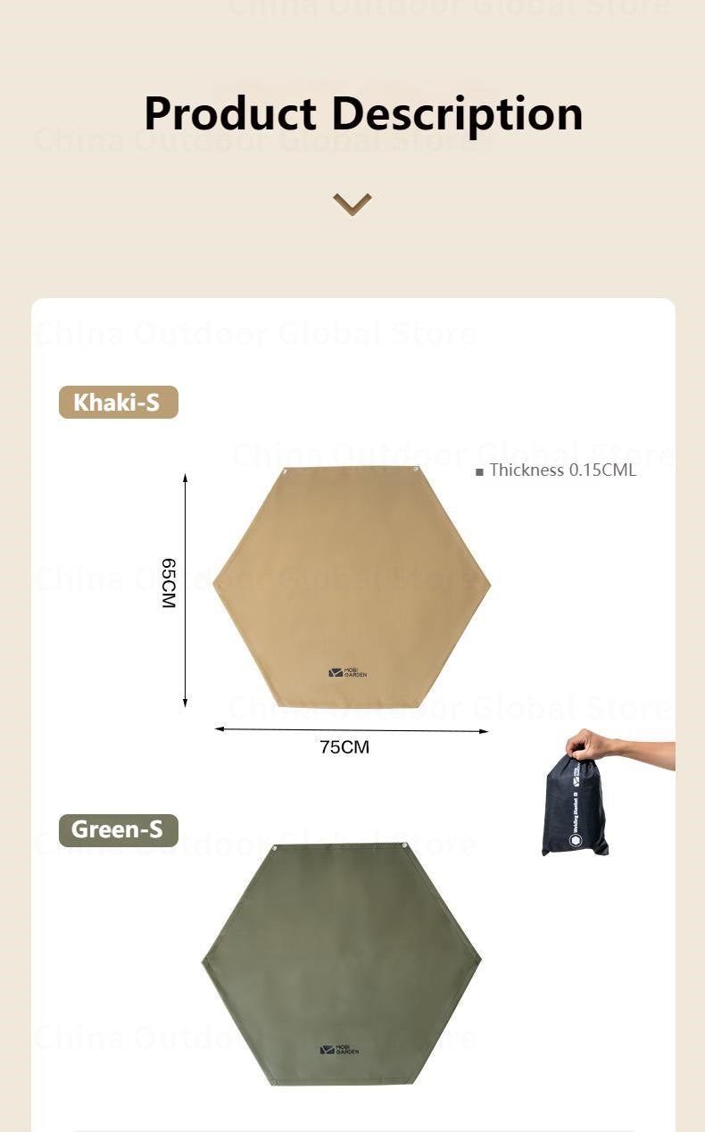 MOBI GARDEN Camping Fireproof Cloth Portable Multipurpose Silicone Coated Hexagon Flame Retardant Floor Mat 250℃ High Temperature Resistance Mattress