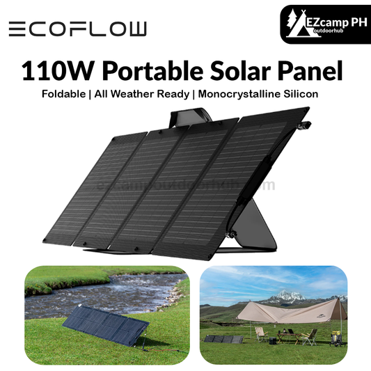 EcoFlow 110W Portable Solar Panel Foldable Self Support All Weather Ready Solar Panel Board With Carry Case IP68 Waterproof Monocrystalline Silicon