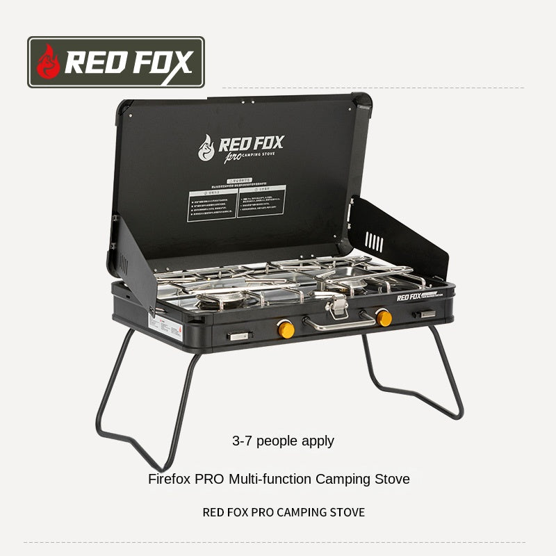 Redfox FIREFOX PRO Double Stove Portable Foldable Premium Split Dual Butane Canister Cassette Stove With Windshield Outdoor Camping Aluminum Alloy
