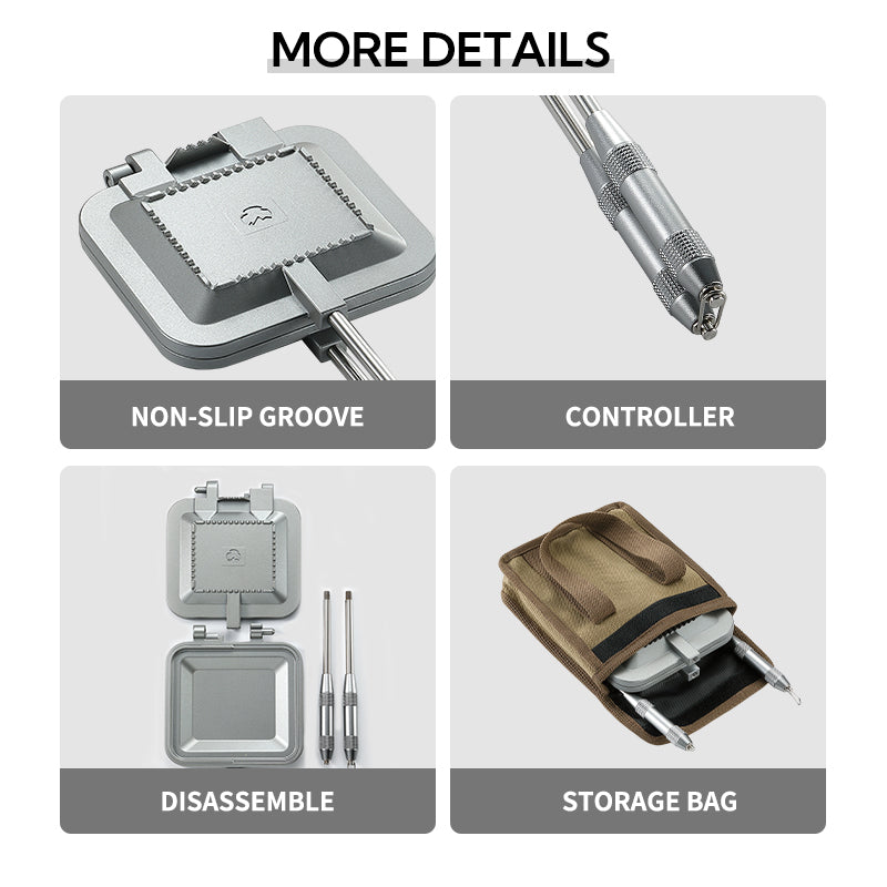 CAMPINGMOON TT-1315 Sandwich Frying Toaster Pan Bread Toast Equipment Aluminum Stainless Steel Split Detachable Non-Stick Double Sided Grill Pan