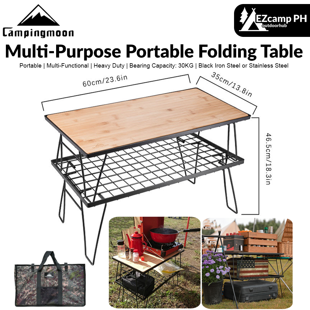 CAMPINGMOON Multi-Purpose Portable Folding Table Black Iron