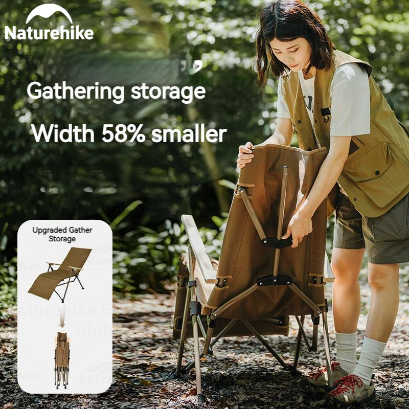 Naturehike NIGHTFALL Folding Recliner Chair Adjustable Backrest Portable Leisure Lounger Camping Outdoor Hiking Fishing Beach Travel Armchair Footrest Heavy Duty Original Nature Hike