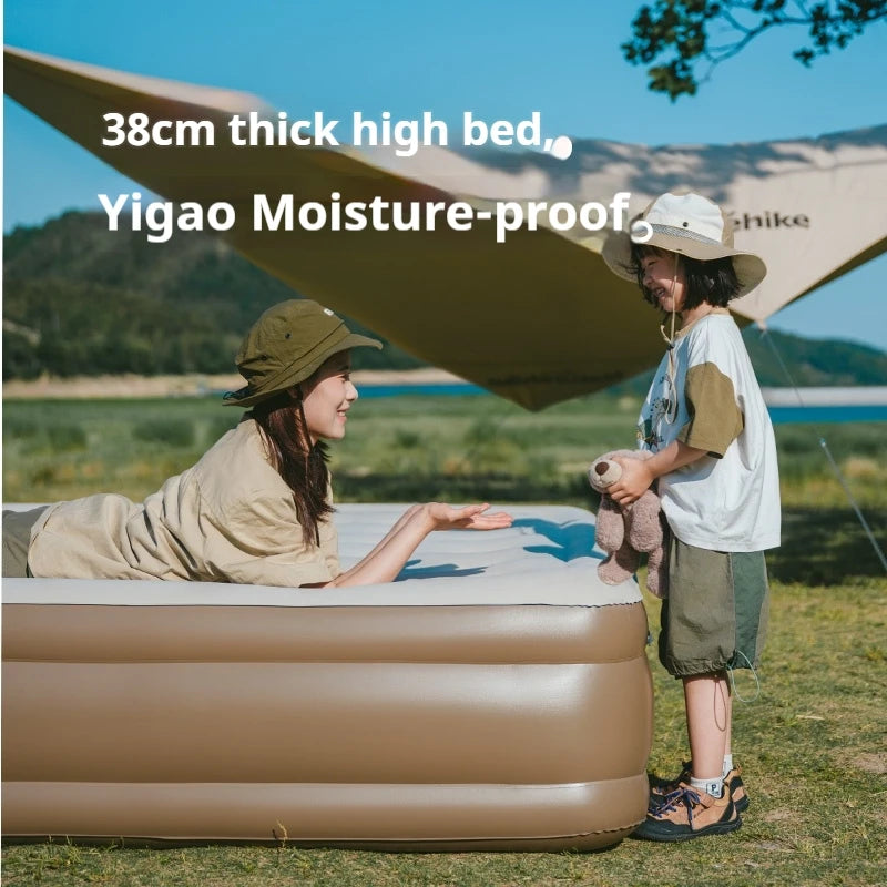 Naturehike Air Inflatable Mattress Portable Lightweight 1-3 Persons Camping Bed with Built-in Pump 38cm/45cm Thickened High Sleeping Mat Pad Outdoor
