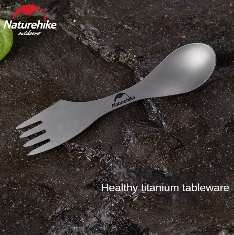Naturehike Ultralight Titanium Tableware Set Portable Ultralight Spoon Fork Knife 3 in 1 or Piece Set Pack Camping Hiking Outdoor Picnic Beach Travel Dinnerware Heavy Duty Original Nature Hike