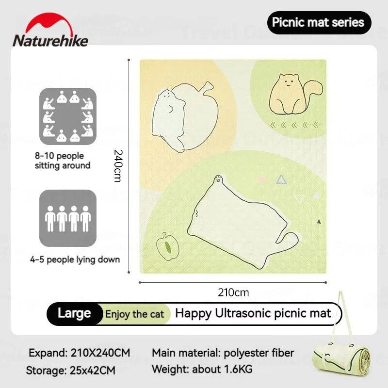 Naturehike HAPPY Series Ultrasonic Picnic Mat Waterproof Moisture Proof 3-10 Persons Cushion Pad Eco-Friendly Cotton Blankets Village 6.0 13 Add-on