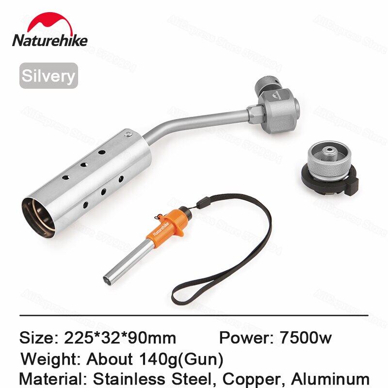 Naturehike Butane Blow Torch Set Portable Lightweight Multifunctional Stove Long Igniter Powerful 7500W Flame Firepower Blowtorch For BBQ With Screw To Nozzle Type Adaptor And Igniter Outdoor Camping Hiking Cooking Burner Picnic Original Nature Hike