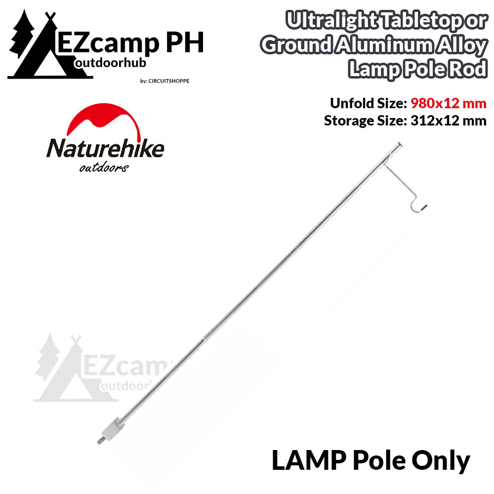 Naturehike Small Lamp Pole Outdoor Camping Aluminum Alloy Camp Lantern Post Holder Gas LED Light Rod Stick Tabletop Bracket or with Ground Nail