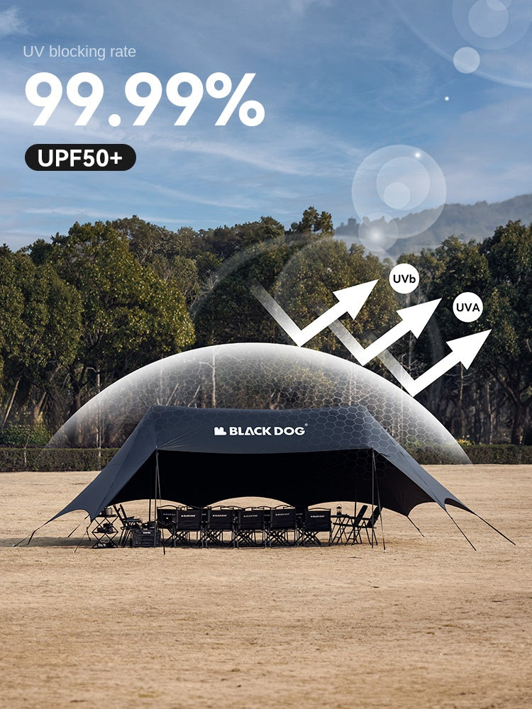 BLACKDOG CLOUD SHADE Canopy Tarp Black 80m² Extra Large Gathering Shelter Tent Waterproof Up To 20 Persons Shaded Area Vinyl Coated Sunscreen Camping