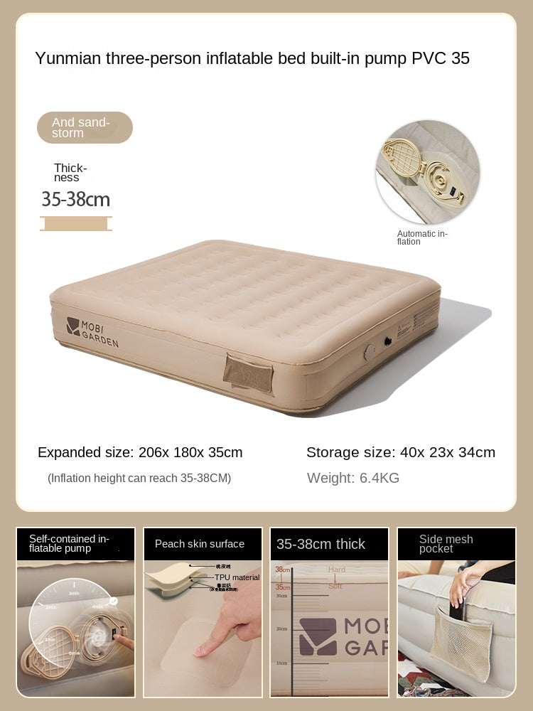 Mobi Garden Automatic Inflatable Mattress Outdoor Integrated Self-Inflating Tent Sleeping Heightened Air Cushion Bed Pad Built-in Electric Pump