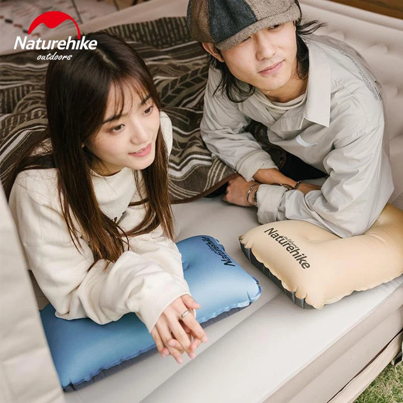 Naturehike Automatic Inflatable Pillow Portable Ultralight Inflating Sleeping Air Sponge Cushion High Elastic Support Skin-Friendly Height Adjustable Travel