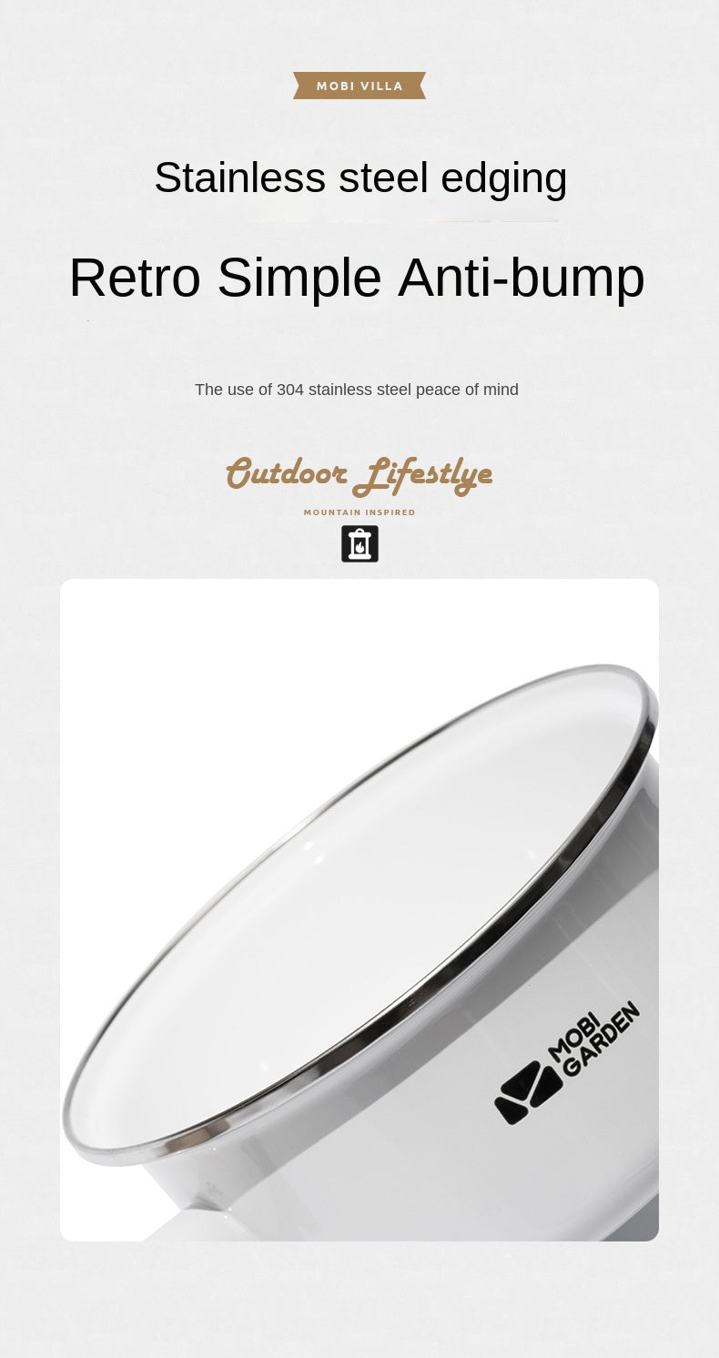 Mobi Garden Enamel Milk Pot Portable Lightweight Glazed Saucepan Small Soup Pot Outdoor Camping Cooking Utensil Kitchenware Food Grade Stainless Steel