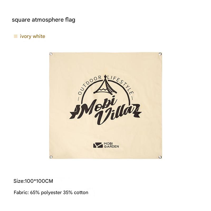 Mobi Garden Square Atmosphere Flag Portable Ultralight Foldable Decor Flag Brand Series Aesthetic Wear & Tear Resistance Outdoor Camping Decoration Setup