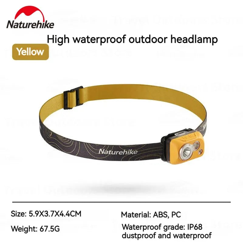 Naturehike LED Headlamp IP68 Waterproof Headlight Camping Head Lamp SOS Flashing Light Flashlight Outdoor Survival Hiking Tool 60° Degree Adjustable