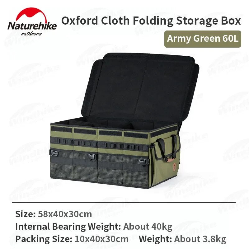 Naturehike Clothes Storage Folding Box 30L/60L Tool Cabinet Multiple Interlayer Tableware PE Cardboard Box Storage Equipment Camping Hiking Travel Oxford Cloth Heavy Duty Original Nature Hike