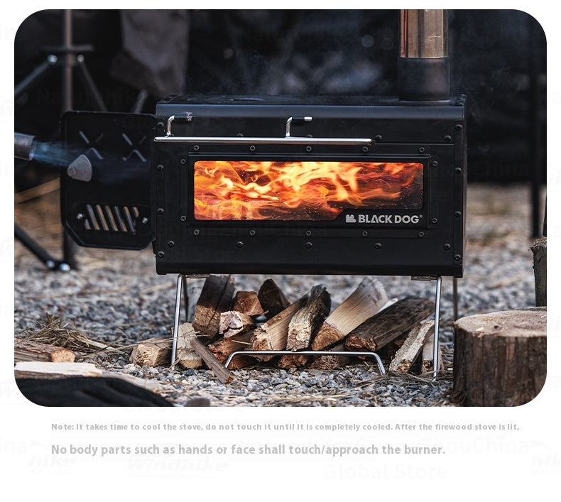 Blackdog FIRE SHADOW Wood Stove Portable Lightweight Wood-Burning Furnace Folding Burner Patio Fireplace 430 Stainless Steel Outdoor Camping Tent