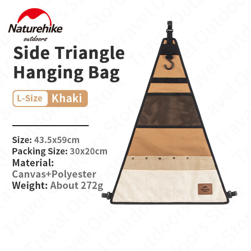 Naturehike Side Triangle Hanging Bag Multipurpose Storage Canvas Bag For Triangular Hanging Rack Shelf Small Large Multi Pocket Tableware Utensil Hang Shelves Add-on Accessories Organizer