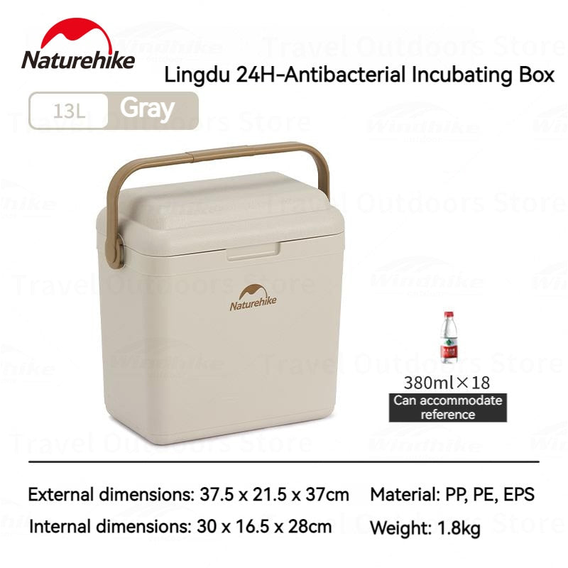 Naturehike 24H Anti-Bacterial Outdoor Cooler Box 9L 13L 24L 33L Cold up to 24H EPS Insulation Food Drink Ice Storage Container Chest Camping Picnic