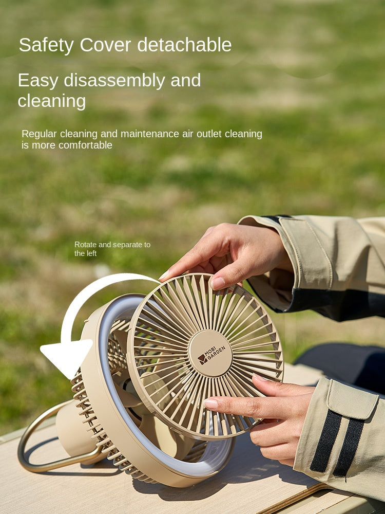 Mobi Garden F3 Portable Fan Ultralight Multipurpose Small Desktop Electric Ceiling Fan With Built-in Ring Light ABS Aluminum Alloy Camping Hiking