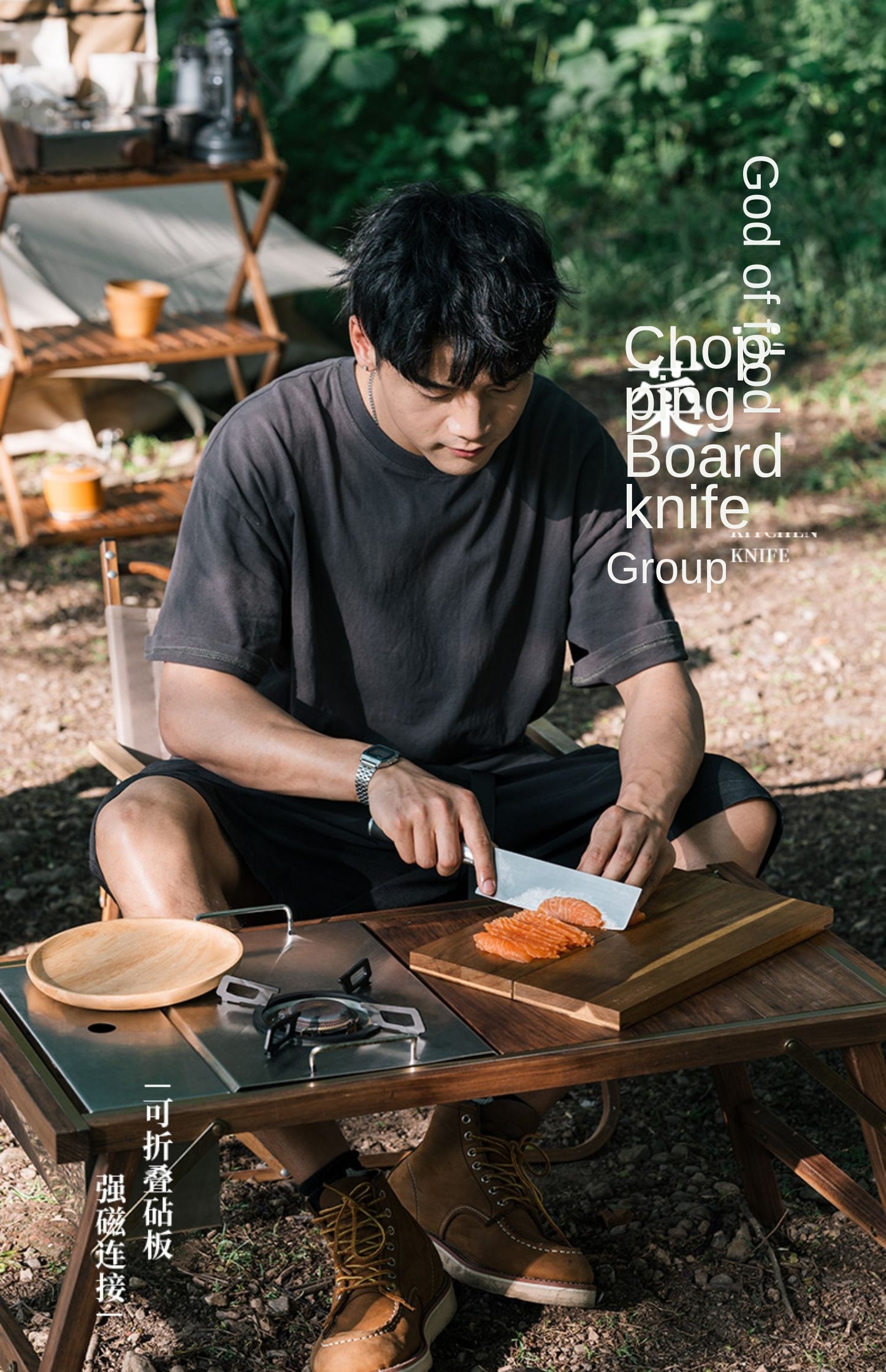 Naturehike Portable Magnetic Kitchen Knife Set Outdoor Ultralight Foldable Chopping Board Stainless Steel Knife Camping Hiking Camping Beach Picnic Travel Heavy Duty Original Nature Hike