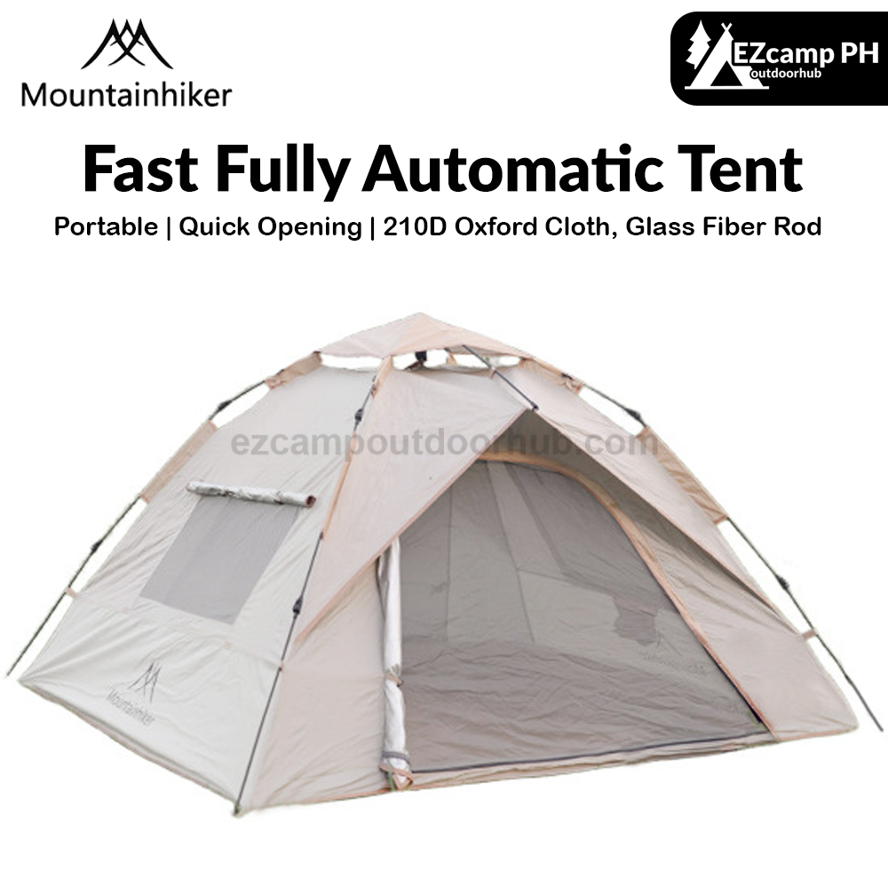 Mountainhiker Fast Fully Automatic Tent Portable Lightweight 2-3 Persons Foldable Entry Level Quick Open Camping Tent Silver Coated Thickened Sunscreen Waterproof PU1500mm Outdoor