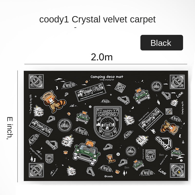Coody Camping Deco Mat Portable Lightweight Multipurpose Thick Crystal Velvet Carpet Non-Slip Large Area Deco Antibacterial Bedside Machine Washable Floor Mat