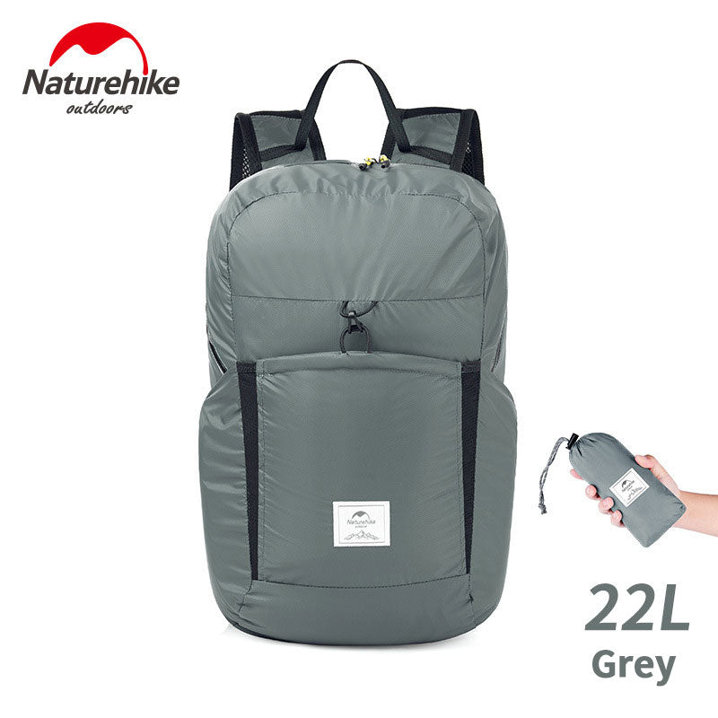 Naturehike 22L Waterproof Backpack Foldable Unisex Backpack Large Capacity Bag Soft And Breathable Wear Resistant Outdoor Camping Travel Hiking Bag