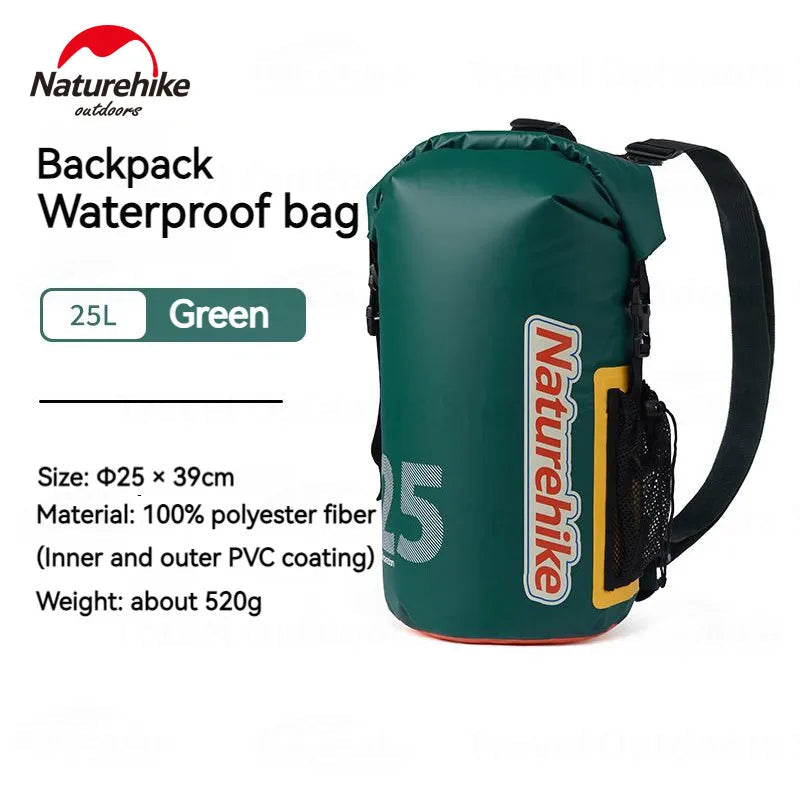 Naturehike Portable Heavy Duty Outdoor Bag IPX6 Waterproof Backpack Ultralight Bag 500D PVC Coating Wet And Dry Separation Fishing Snorkeling Swimming