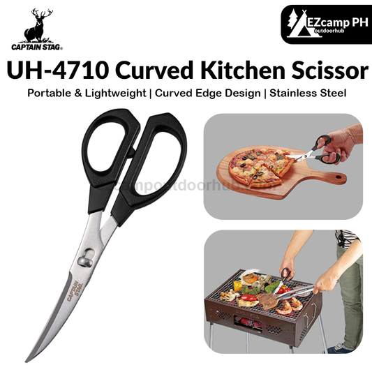 CAPTAIN STAG UH-4710 Curved Kitchen Scissor Portable Versatile BBQ Curve All Purpose Knife Scissors Can Be Disassemble Outdoor Camping