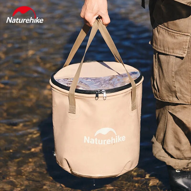Naturehike 10L/20L Collapsible Water Bucket EVA Food Grade Round Storage Container Box Foldable Outdoor Camping Waterproof Drinks Ice Fruits Wash Basin Portable Folding Basket with Cover Nature Hike