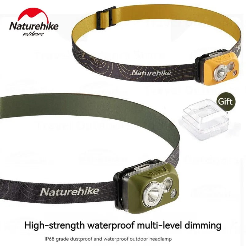 Naturehike LED Headlamp IP68 Waterproof Headlight Camping Head Lamp SOS Flashing Light Flashlight Outdoor Survival Hiking Tool 60° Degree Adjustable
