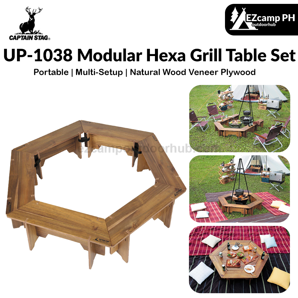 CAPTAIN STAG UP-1038 Modular Hexa Grill Table Set Portable Multi CAPTAIN STAG UP-1038 Modular Hexa Grill Table Set Portable Multi