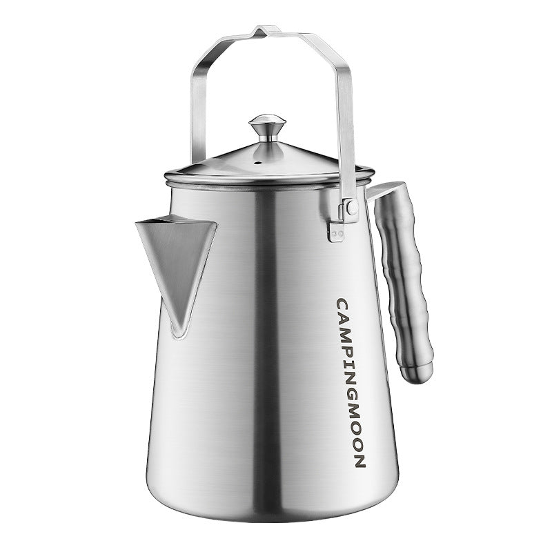 Campingmoon BKSW-6 Black Bonfire Hanging Kettle Cookware Pot Boiling Water Hand Brewed Tea Coffee Pot Fire Place 304 Stainless Steel Cooking Equipment