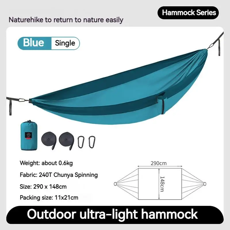 Naturehike LONE BOAT Ultralight Swing Hammock Series Upgraded 1 and 2 Person Adult & Children Tree Hanging Bed Camping 180kg Max Load 240T Nylon