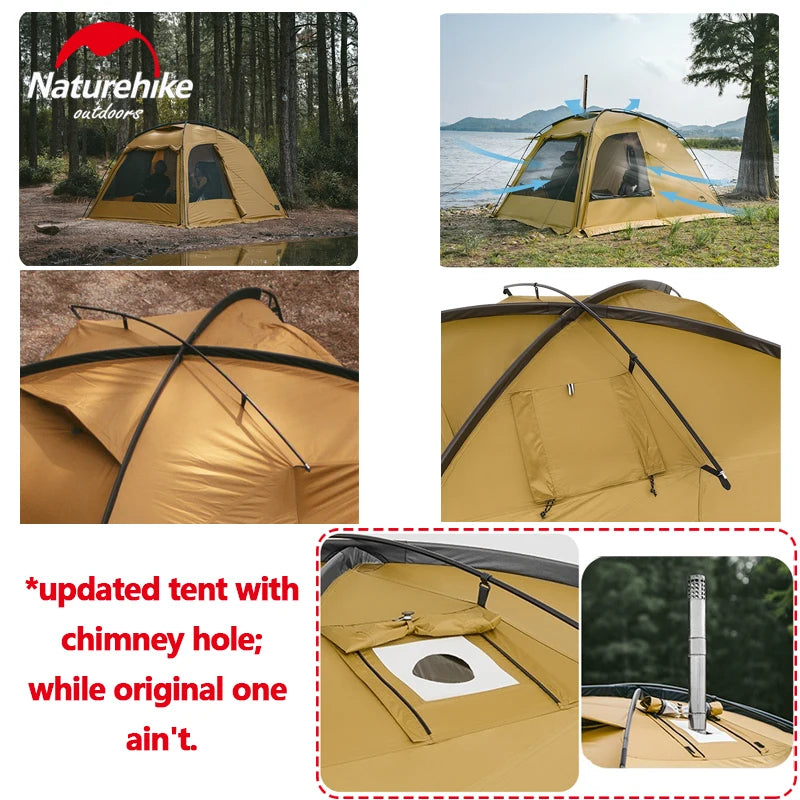 Naturehike Upgraded DUNE 7.6 Hiking Car Camping Tent for 2 to 4 Person 2 Room Large 7.6m² Space Outdoor Shelter 4 Season Double Layer Breathable