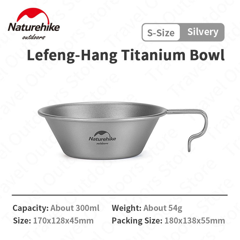 Naturehike 300ml 450ml Hanging Pure Titanium Bowl Portable Ultralight 54g Outdoor Picnic Tableware Shera Bowl Camping Hiking Utensil Cooking Hang