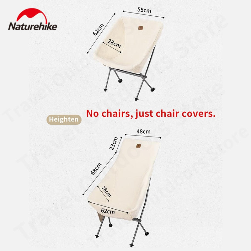 Naturehike Portable Camping Warm Moon Chair Cover Lamb Wool Fabric Warm Soft Comfortable With Storage Pocket Only Chair Cover Nature Hike