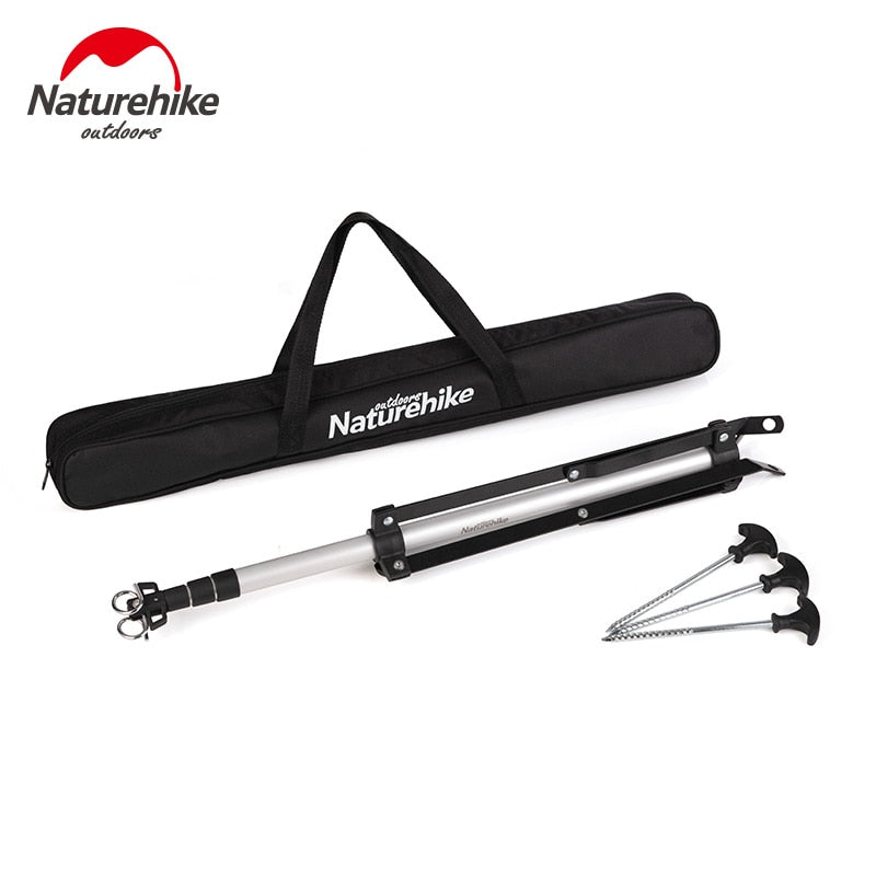 Naturehike Adjustable Light Stand Outdoor Portable Lightweight Lamp Holder Post Telescopic Camping Lantern Pole With Tripod Stable Retractable Hanger Silver Aluminum Alloy Camping Hiking Picnic Beach Travel Heavy Duty Original Nature Hike