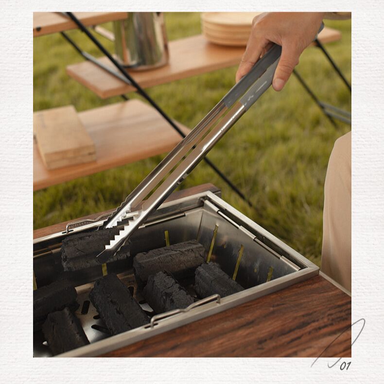 Naturehike Stainless Steel BBQ Grill Tool Utensil Set Spatula Fork Clip Charcoal Tong Oil Brush Outdoor Camping Picnic with Portable Storage Grilling