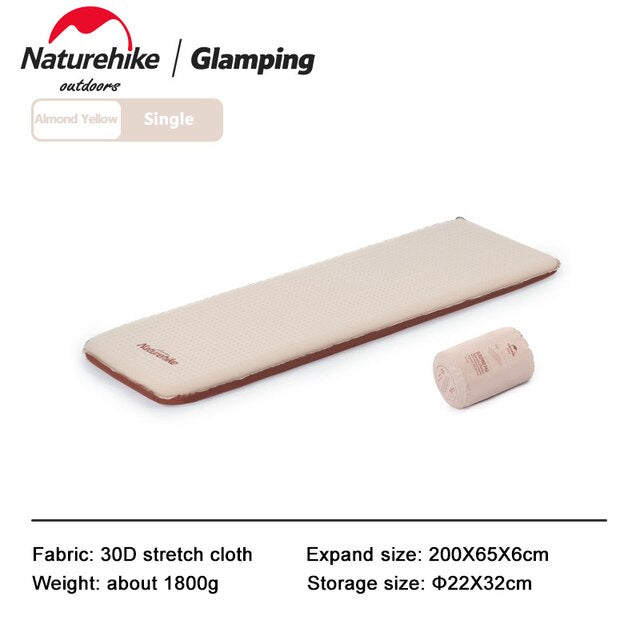 Naturehike 6CM Thick Foam Automatic Self Air Inflate Sleeping Mattress Camping Bed Pad Mat Elastic Folding Cushion Auto Inflated Single Double