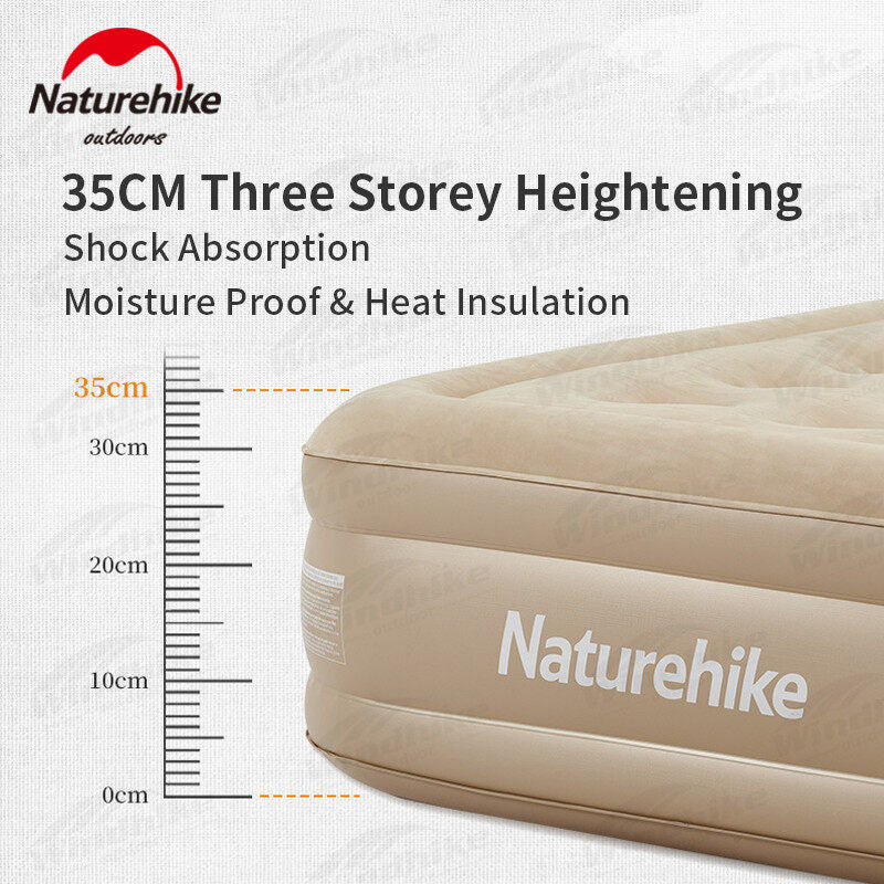 Naturehike Outdoor Automatic Inflatable High Bed Lazy Air Mattress Bed Portable Camping Tent Sleeping Pad Thick Heightened Built-In Pump