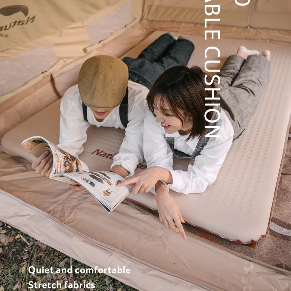 Naturehike 6CM Thick Foam Automatic Self Air Inflate Sleeping Mattress Camping Bed Pad Mat Elastic Folding Cushion Auto Inflated Single Double