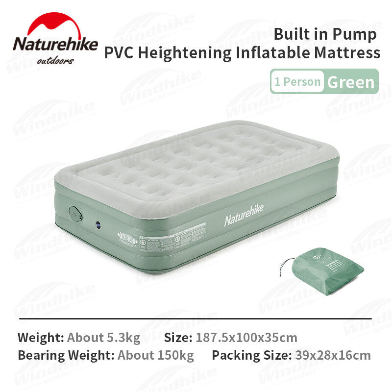 Naturehike Outdoor Automatic Inflatable High Bed Lazy Air Mattress Bed Portable Camping Tent Sleeping Pad Thick Heightened Built-In Pump