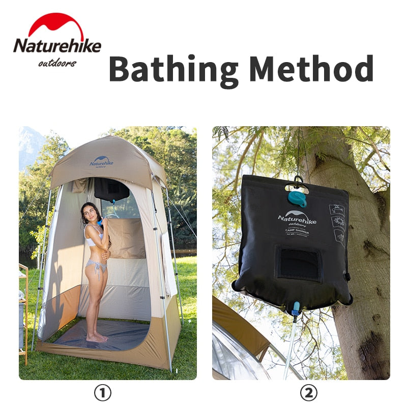Naturehike Solar Camp Shower Outdoor Portable Foldable Solar Sun Heated Bath 20L Capacity Thicked Mobile Shower Bag 3 Hour Heating Camping Hiking Travel Bathing Heavy Duty Original Nature Hike