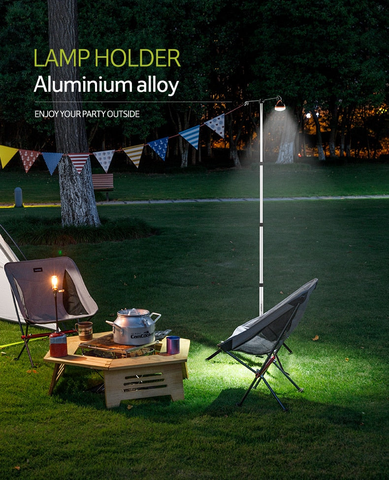 Naturehike Adjustable Light Stand Outdoor Portable Lightweight Lamp Holder Post Telescopic Camping Lantern Pole With Tripod Stable Retractable Hanger Silver Aluminum Alloy Camping Hiking Picnic Beach Travel Heavy Duty Original Nature Hike