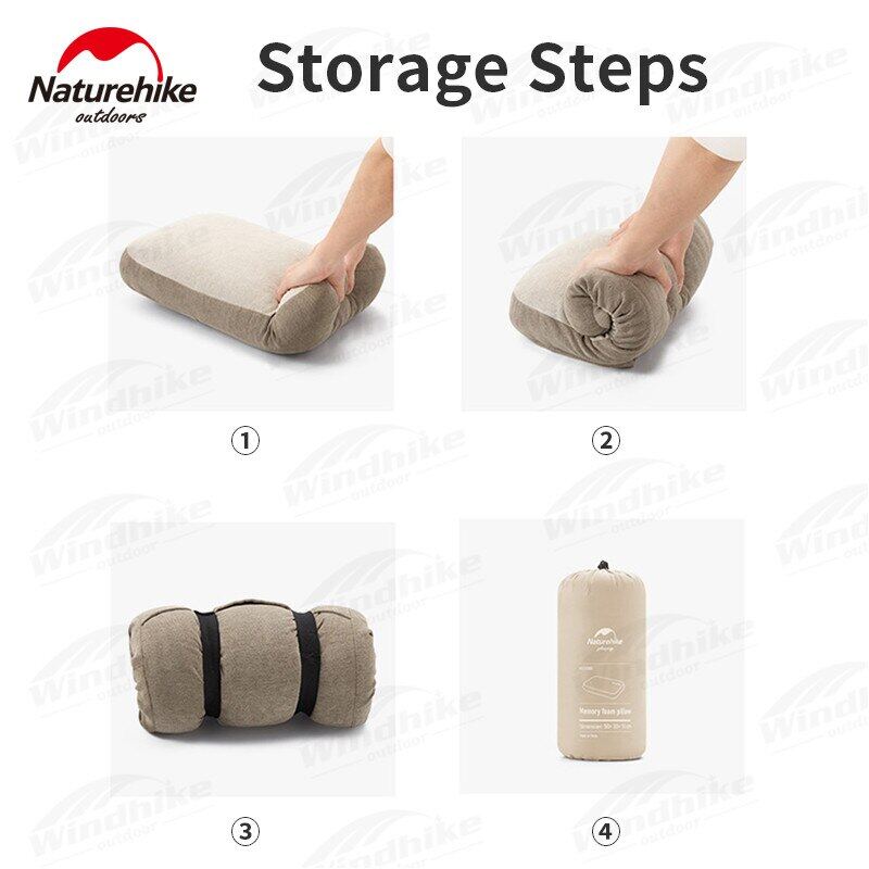 Naturehike Soft Memory Foam Sponge Pillow Portable Ultralight Thickening Slow Rebound Cushion Tent Pillow Core Camping Comfort Nap Sleep Pillows Hiking Picnic Beach Travel Original Nature Hike