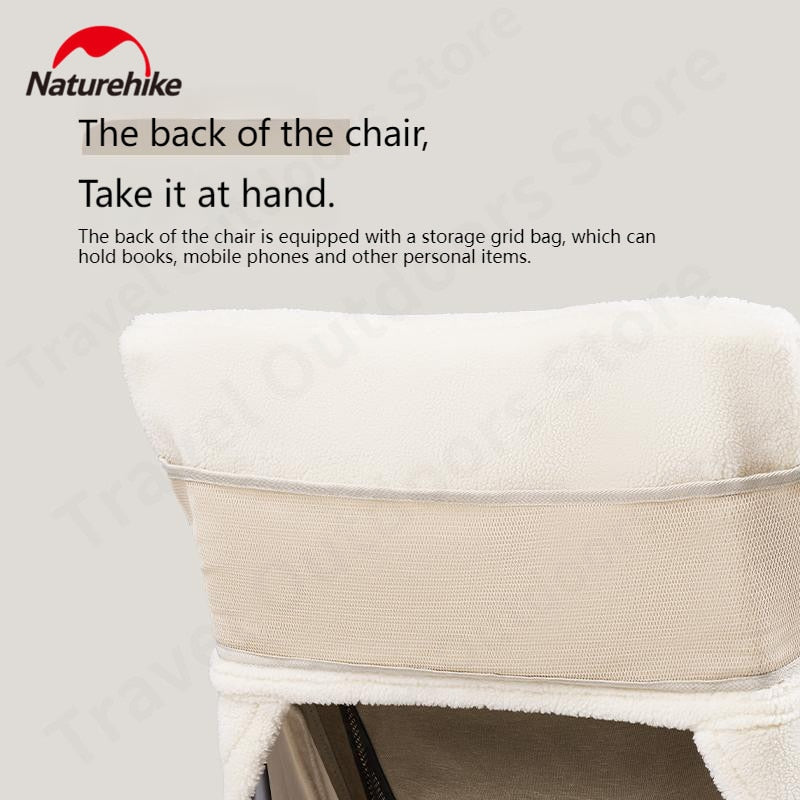 Naturehike Portable Camping Warm Moon Chair Cover Lamb Wool Fabric Warm Soft Comfortable With Storage Pocket Only Chair Cover Nature Hike