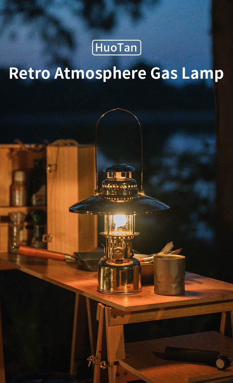 Naturehike Portable Retro Atmosphere Gas Lamp Outdoor Vintage Hanging Lantern Night Light Tent Butane Fuel Lamp Lighting Electronic Spark Outdoor Hiking Beach Picnic Travel Heavy Duty Original Nature Hike